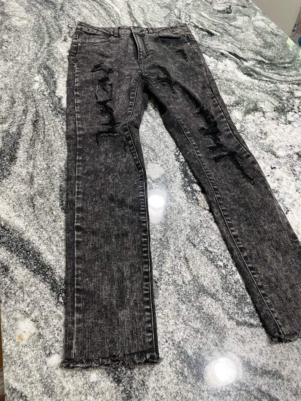 April Jeans, black acid washed effect